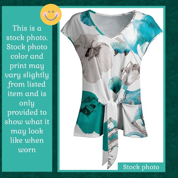 2X NWT LILY BY FIRMIANA IVORY & WATERCOLOR BLUES FLORAL BLOUSE TIE BOTTOM - Picture 2 of 14